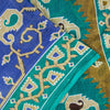 Sanskriti Vintage Blue-Green Pure Cotton Sarees 5+YD Fabric Jamdani Printed Sari