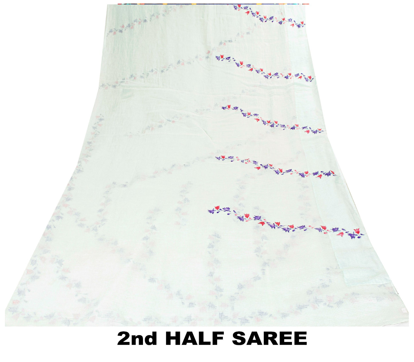 Sanskriti Vintage SeaGreen Pure Cotton Sarees Fabric 5.5+YD Handblock Kota Doria