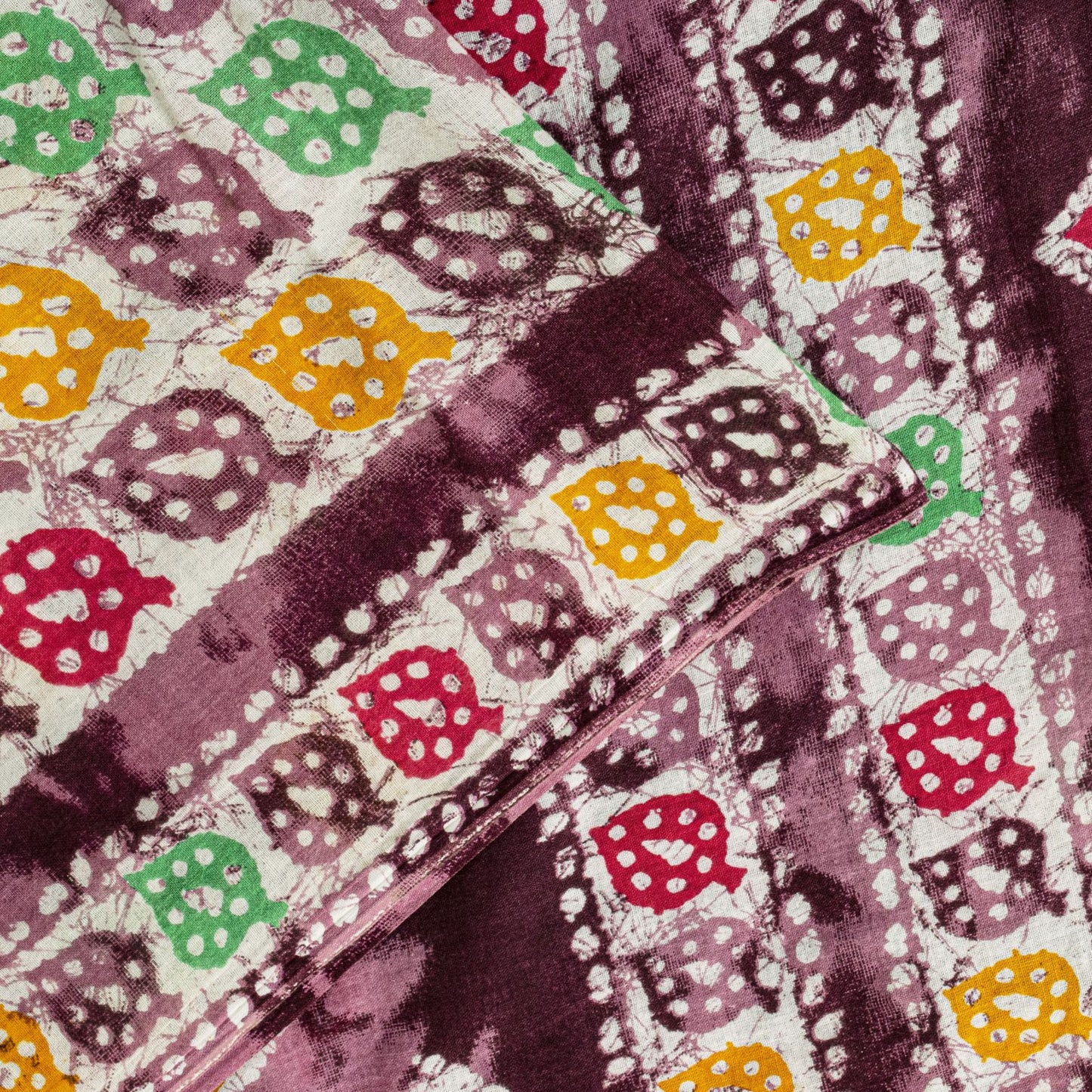 Sanskriti Vintage Saree Wine Soft Pure Cotton Abstract Batik Printed Sari 5+YD