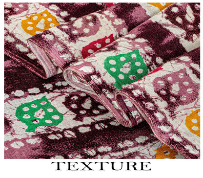 Sanskriti Vintage Saree Wine Soft Pure Cotton Abstract Batik Printed Sari 5+YD