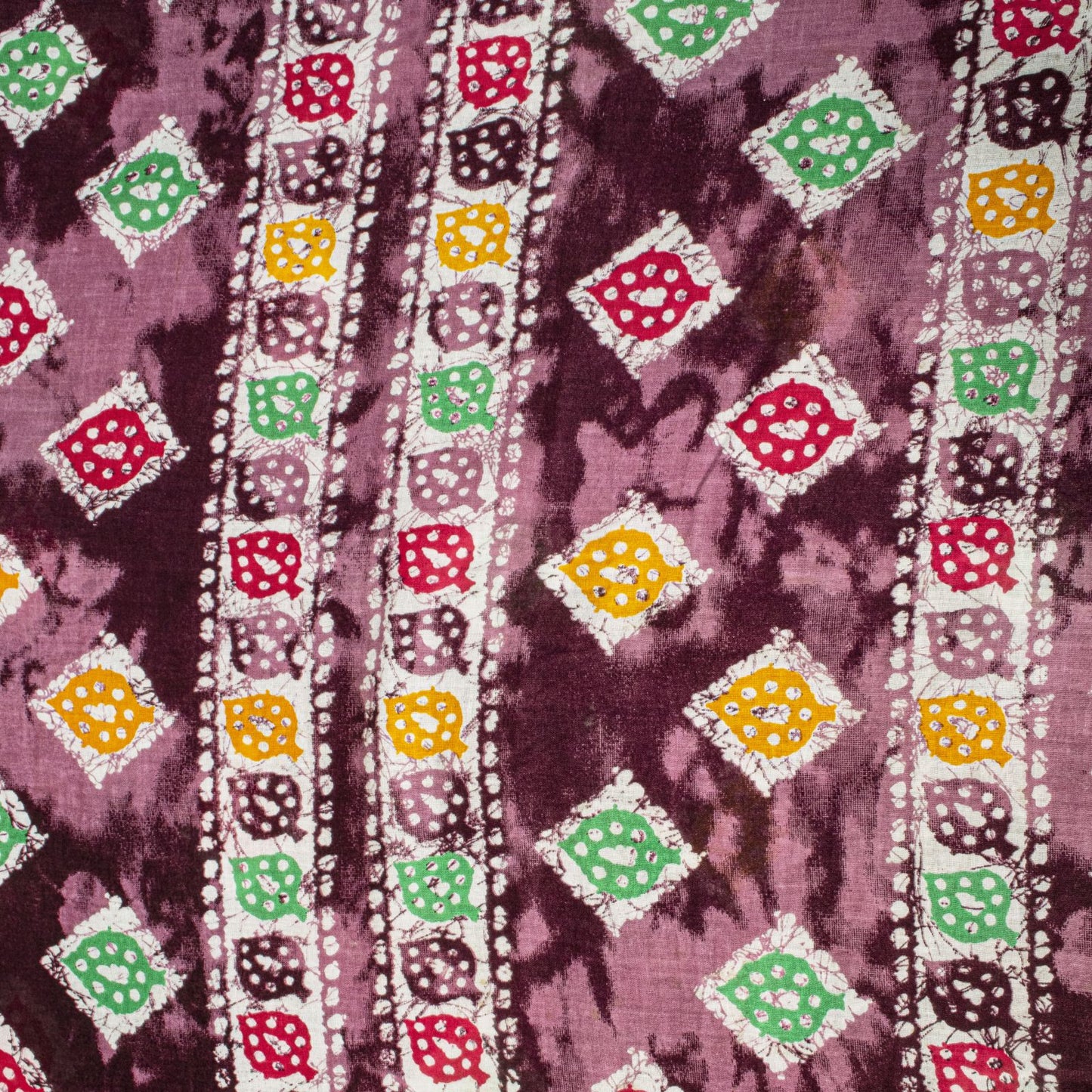 Sanskriti Vintage Saree Wine Soft Pure Cotton Abstract Batik Printed Sari 5+YD