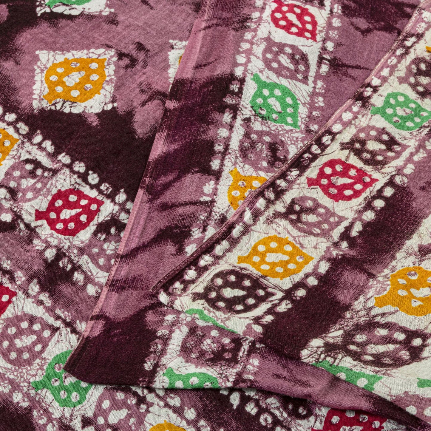 Sanskriti Vintage Saree Wine Soft Pure Cotton Abstract Batik Printed Sari 5+YD