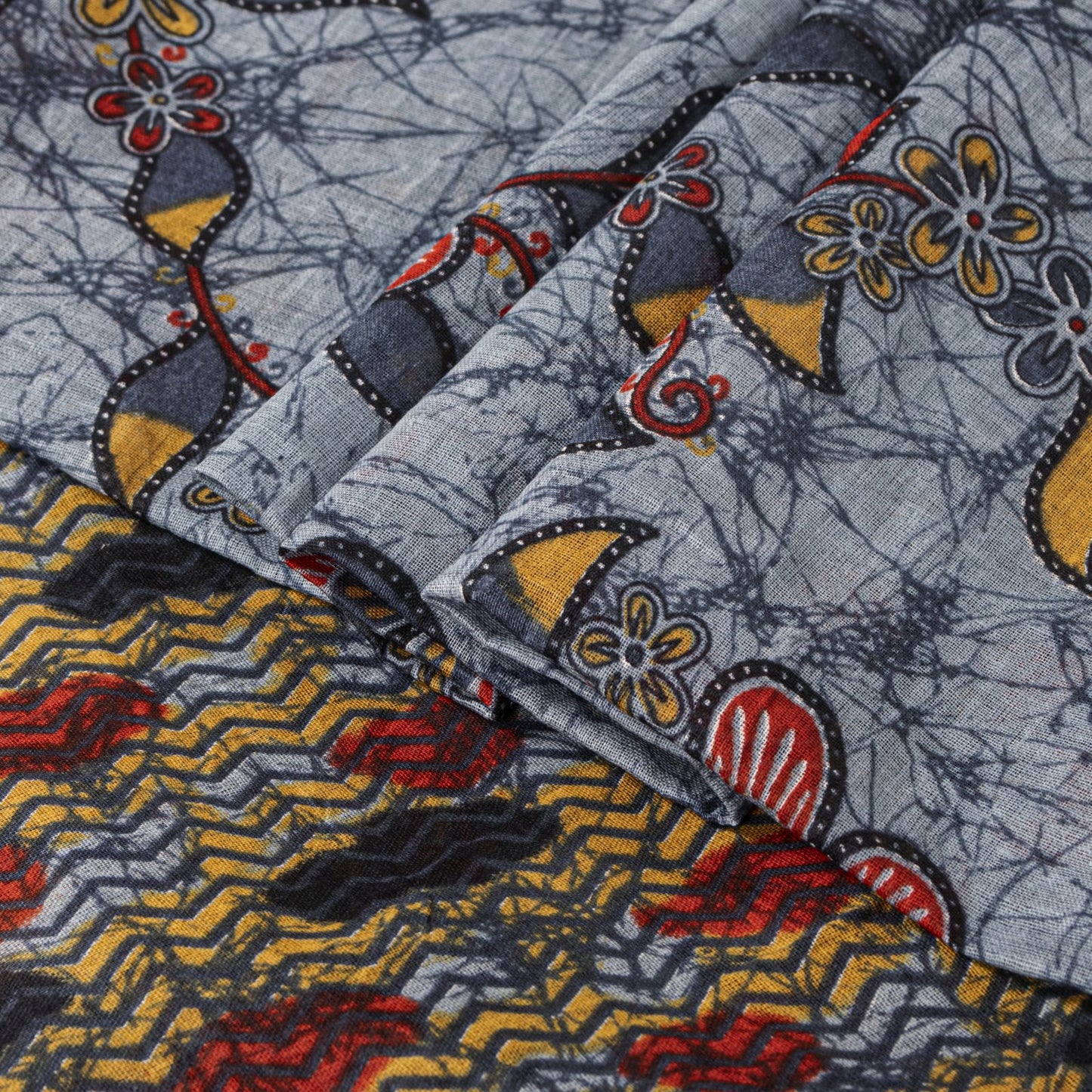 Sanskriti Vintage Saree Bluish-Gray Pure Cotton Floral Printed Sari 5+YD Fabric