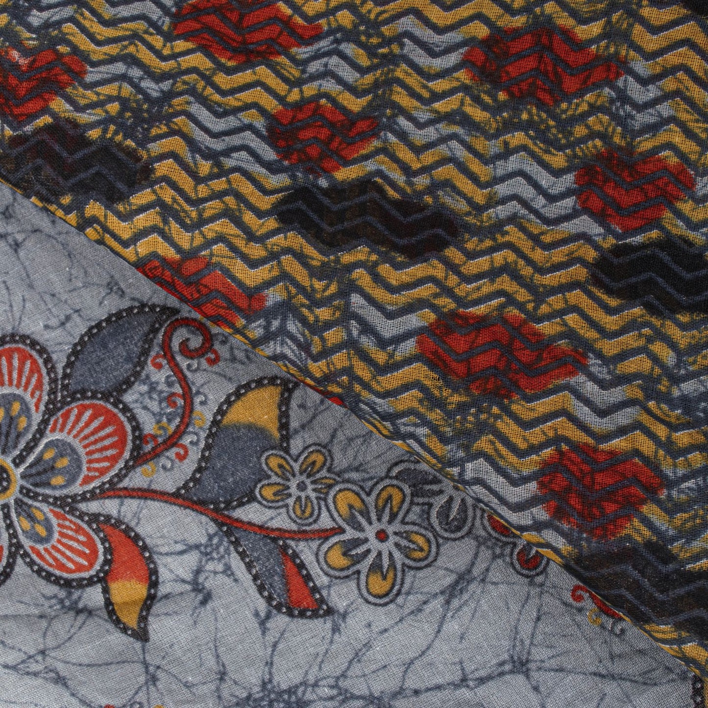 Sanskriti Vintage Saree Bluish-Gray Pure Cotton Floral Printed Sari 5+YD Fabric