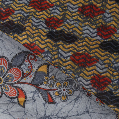 Sanskriti Vintage Saree Bluish-Gray Pure Cotton Floral Printed Sari 5+YD Fabric