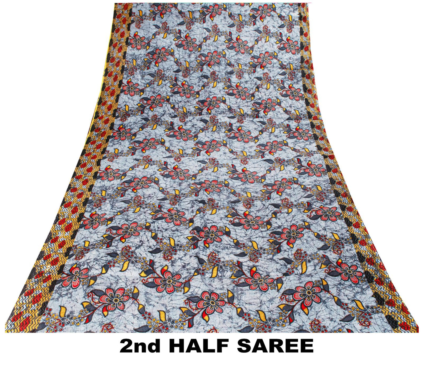 Sanskriti Vintage Saree Bluish-Gray Pure Cotton Floral Printed Sari 5+YD Fabric