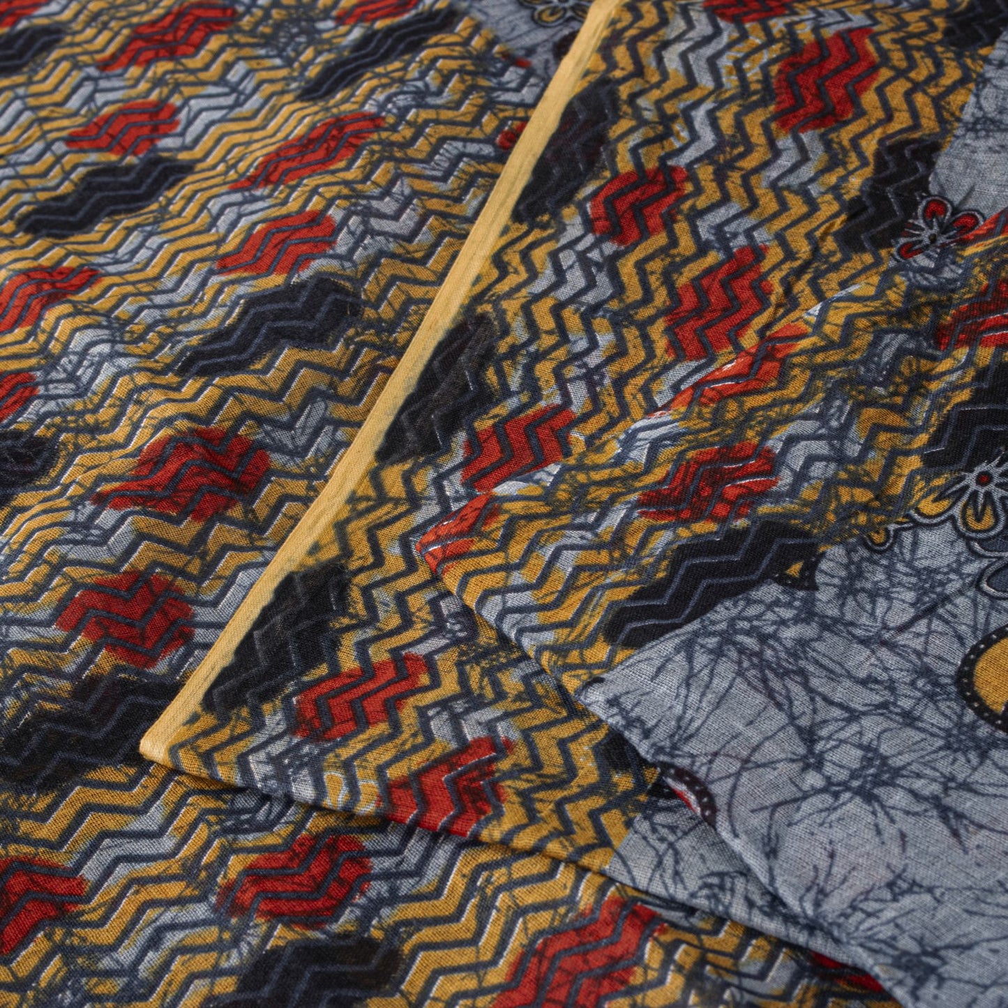 Sanskriti Vintage Saree Bluish-Gray Pure Cotton Floral Printed Sari 5+YD Fabric