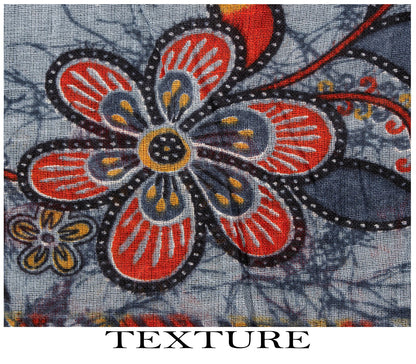 Sanskriti Vintage Saree Bluish-Gray Pure Cotton Floral Printed Sari 5+YD Fabric