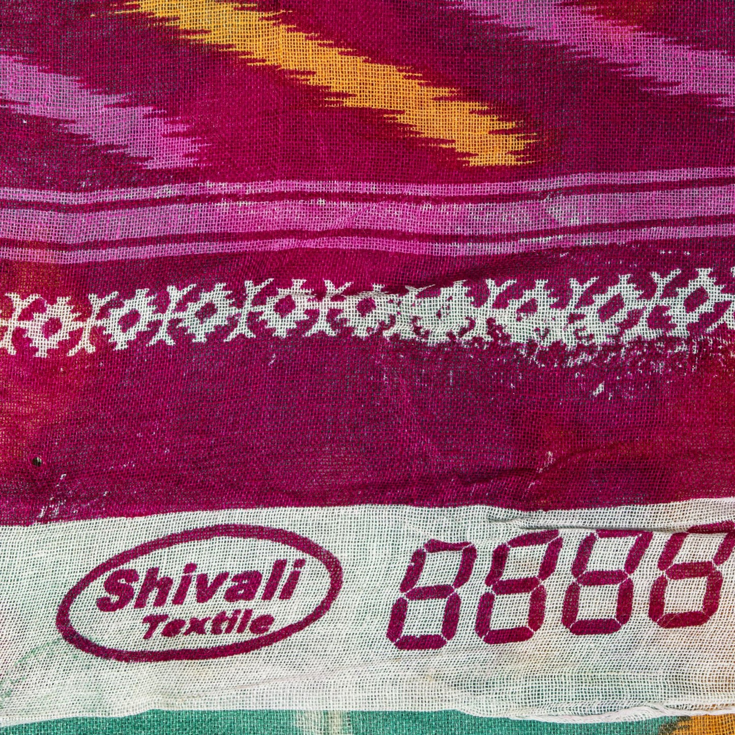 Sanskriti Vintage Saree Green-Pink Pure Cotton Peacock Patola Printed Sari 5.5YD