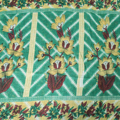 Sanskriti Vintage Saree Green Soft Pure Cotton Digital Printed Sari 5+YD Fabric