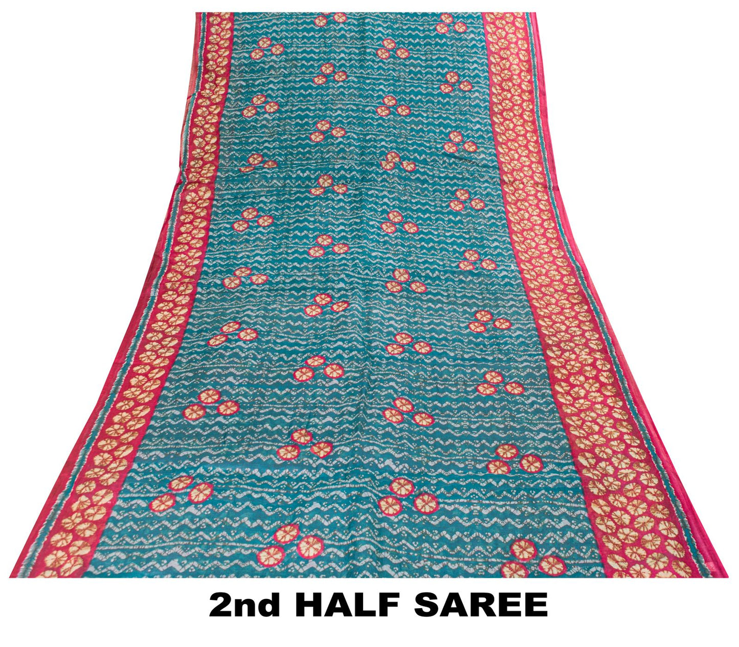 Sanskriti Vintage Saree Blue Pure Cotton Batik Print Traditional Sari 5YD Fabric