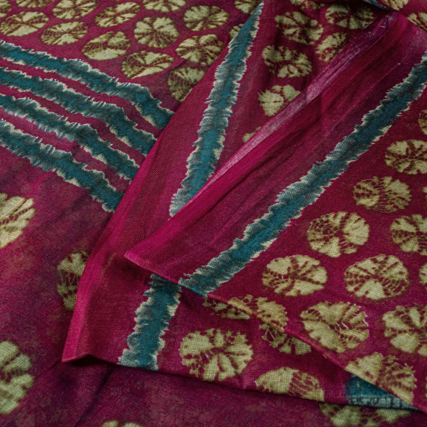Sanskriti Vintage Saree Blue Pure Cotton Batik Print Traditional Sari 5YD Fabric