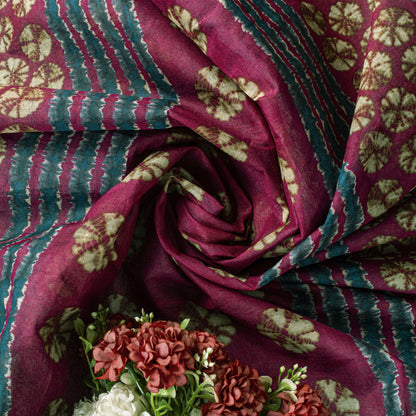Sanskriti Vintage Saree Blue Pure Cotton Batik Print Traditional Sari 5YD Fabric