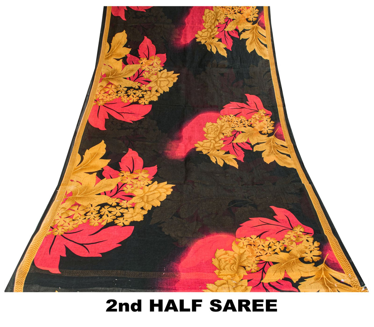 Sanskriti Vintage Saree Black Pure Cotton Craft Fabric Digital Print 5.5 Yd Sari