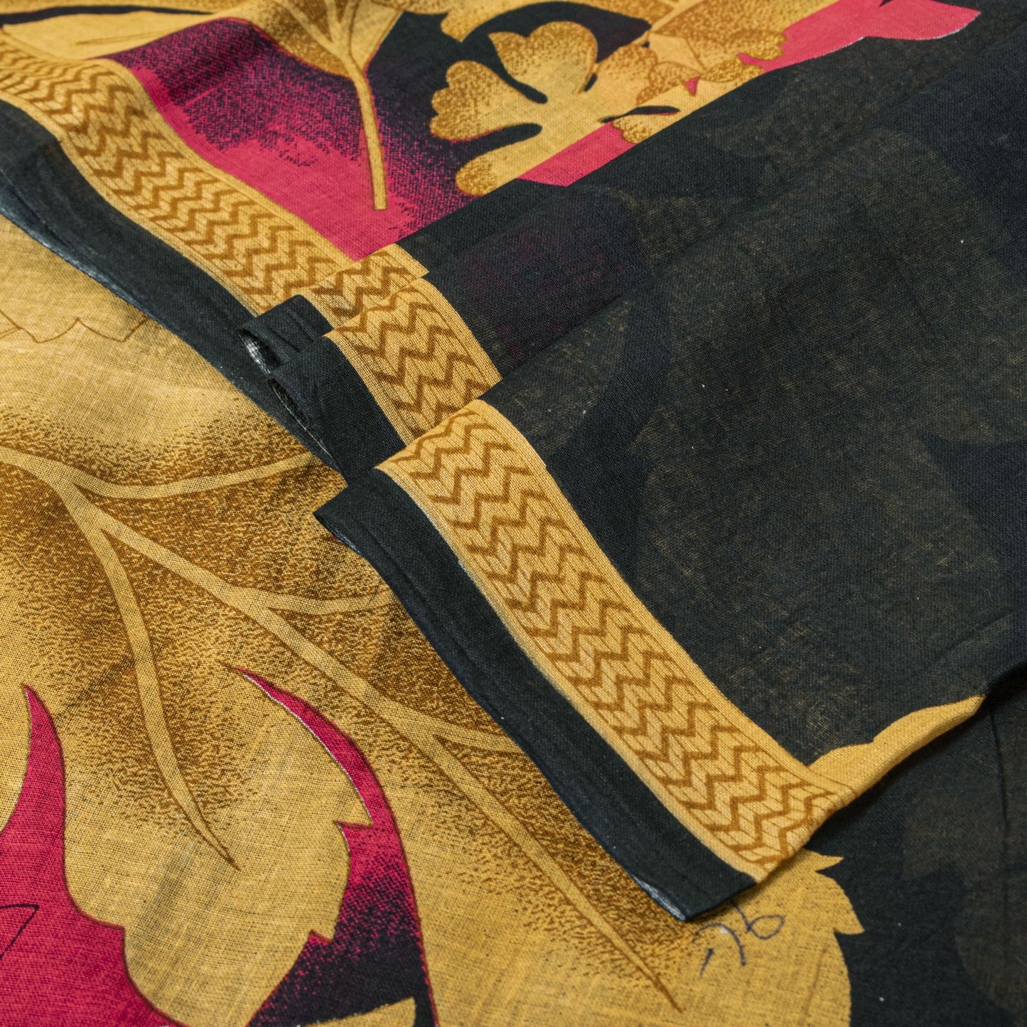 Sanskriti Vintage Saree Black Pure Cotton Craft Fabric Digital Print 5.5 Yd Sari