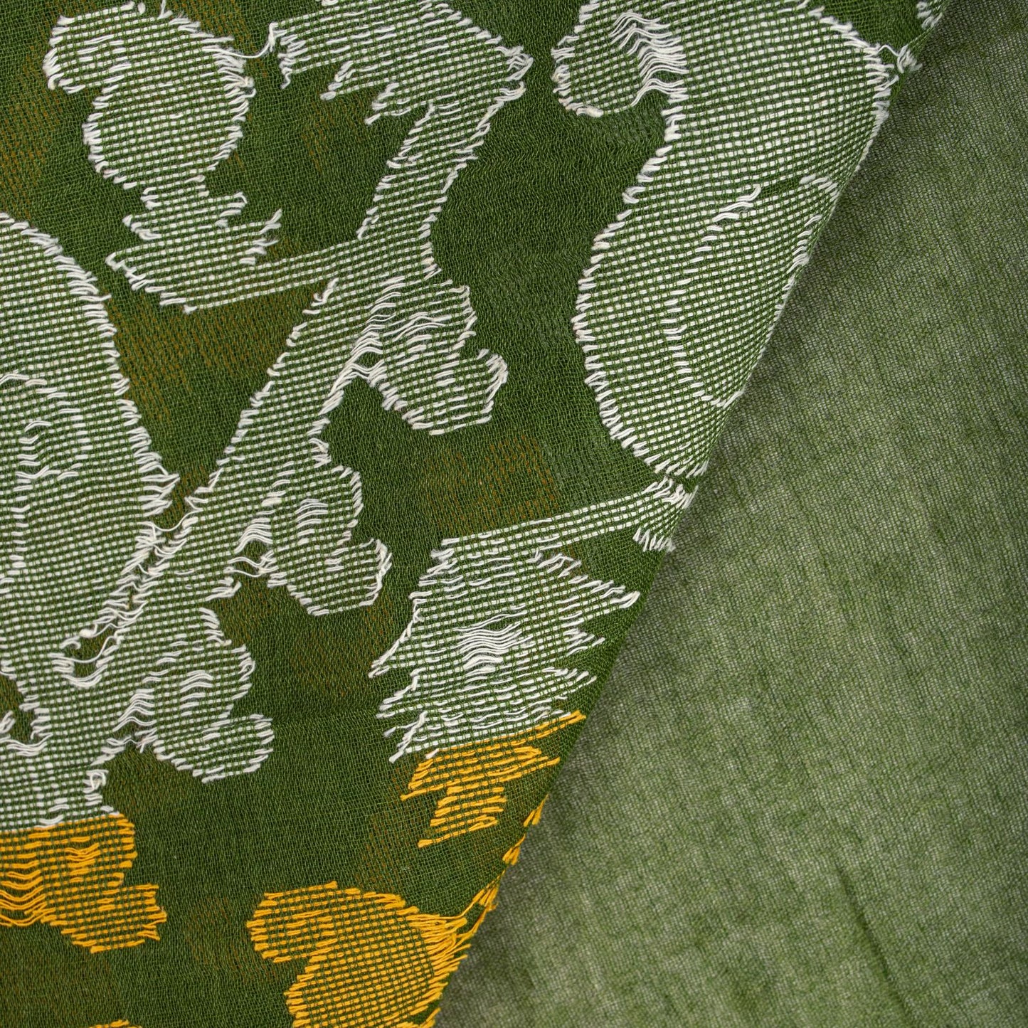 Sanskriti Vintage Saree Fabric Green Dhakai Jamdani Pure Cotton Woven Sari 5.5YD