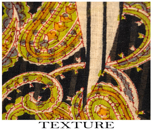 Sanskriti Vintage Black Saree Pure Cotton Rotary Paisley Print Craft Fabric Sari