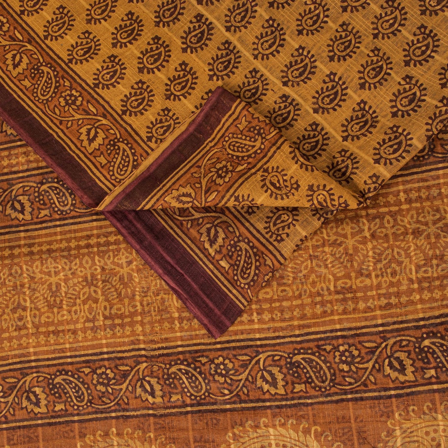 Sanskriti Vintage Yellow Pure Cotton Saree Hand Block Print Kota Woven/DoriaSari