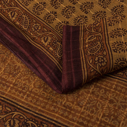 Sanskriti Vintage Yellow Pure Cotton Saree Hand Block Print Kota Woven/DoriaSari