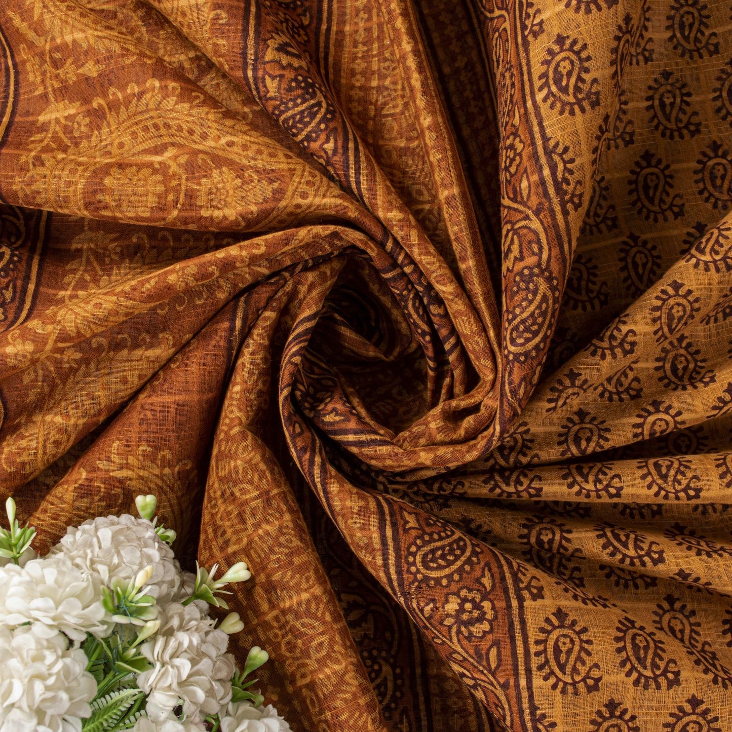 Sanskriti Vintage Yellow Pure Cotton Saree Hand Block Print Kota Woven/DoriaSari