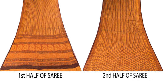 Sanskriti Vintage Yellow Pure Cotton Saree Hand Block Print Kota Woven/DoriaSari