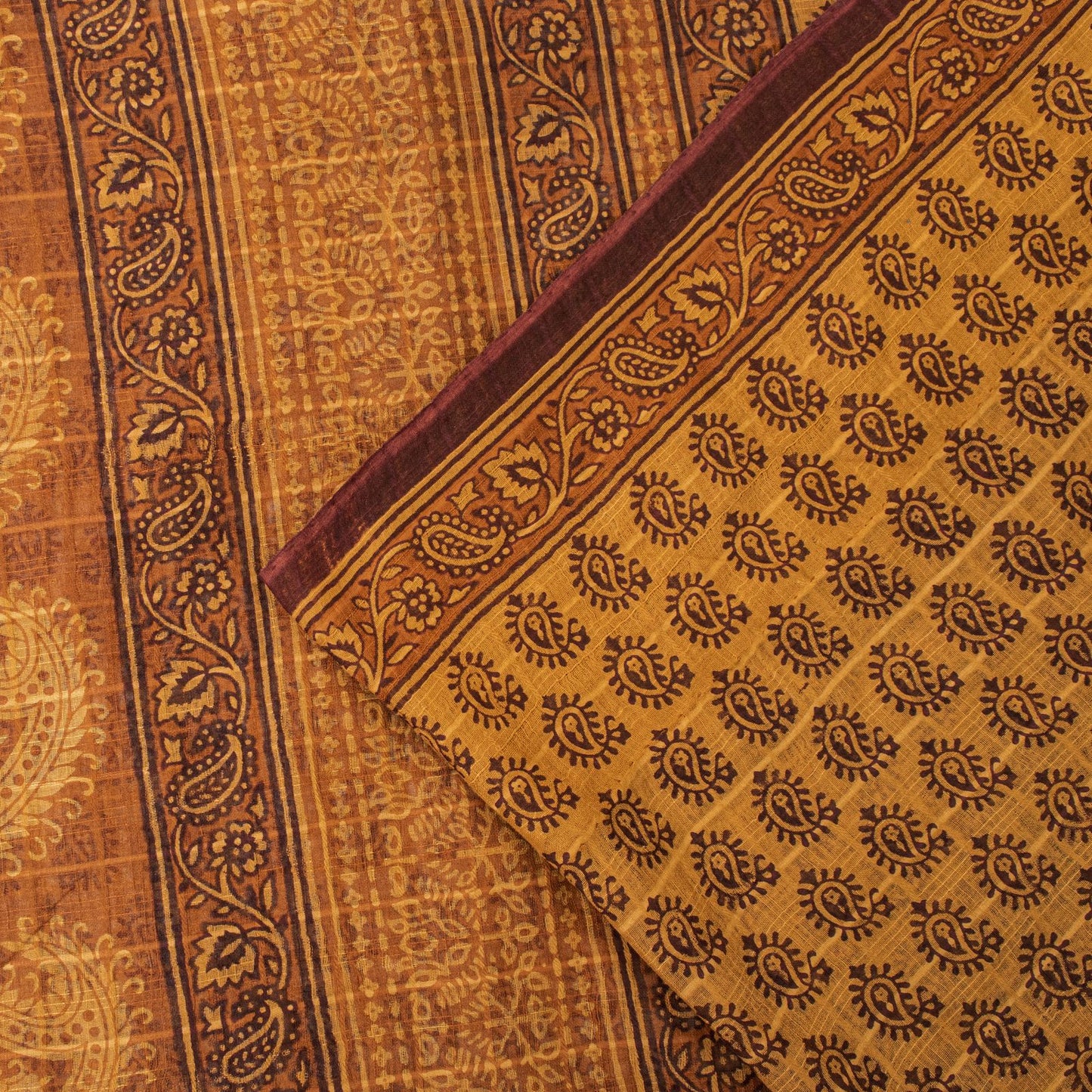 Sanskriti Vintage Yellow Pure Cotton Saree Hand Block Print Kota Woven/DoriaSari