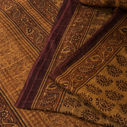 Sanskriti Vintage Yellow Pure Cotton Saree Hand Block Print Kota Woven/DoriaSari