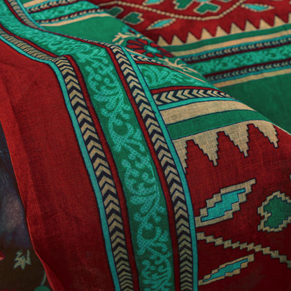 Sanskriti Vintage Saree Brown Pure Cotton Craft Fabric Kalamkari Print 5.5YDSari