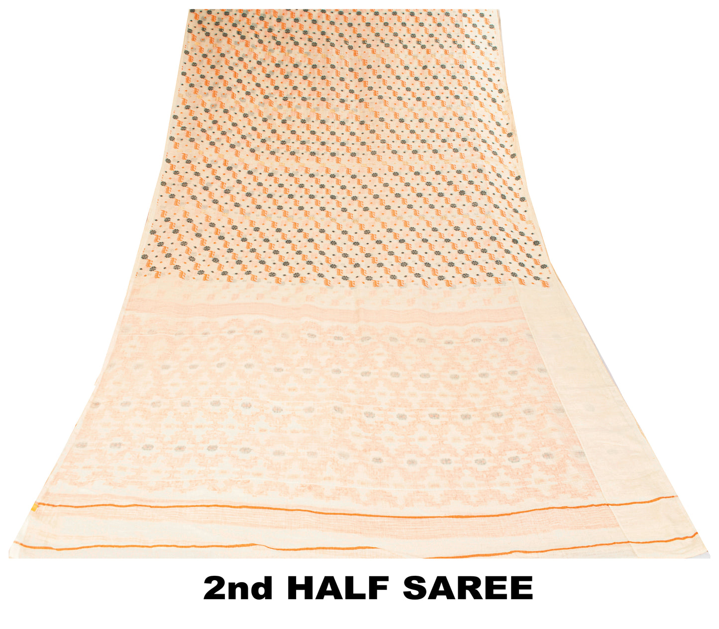 Sanskriti Vintage Saree Brown 100% Pure Cotton Jamdani Woven Bengali 5.5+YD Sari