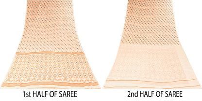 Sanskriti Vintage Saree Brown 100% Pure Cotton Jamdani Woven Bengali 5.5+YD Sari