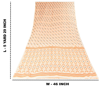 Sanskriti Vintage Saree Brown 100% Pure Cotton Jamdani Woven Bengali 5.5+YD Sari