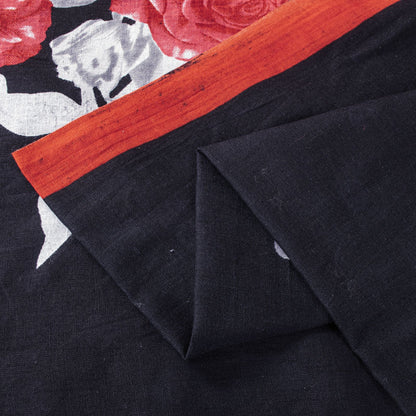 Sanskriti Vintage Saree Black Pure Cotton Soft Fabric Digital Printed 5+YD Sari