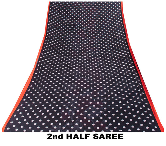 Sanskriti Vintage Saree Black Pure Cotton Soft Fabric Digital Printed 5+YD Sari