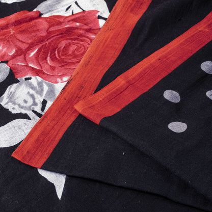 Sanskriti Vintage Saree Black Pure Cotton Soft Fabric Digital Printed 5+YD Sari