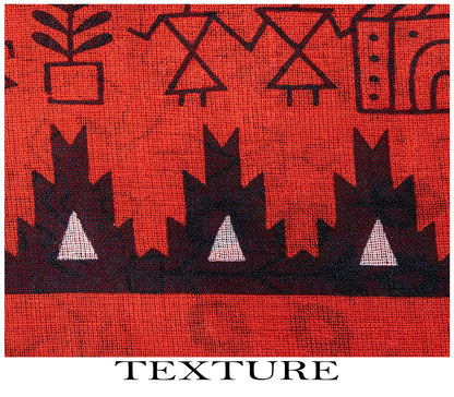 Sanskriti Vintage Saree Red Soft 100% Pure Cotton Craft Fabric Printed 5.5YDSari