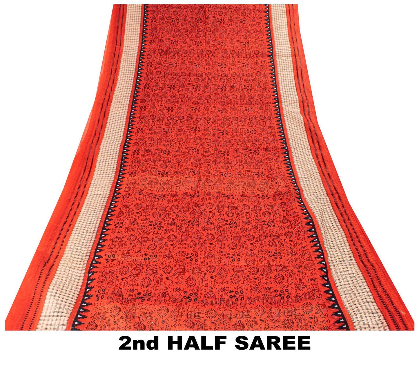 Sanskriti Vintage Saree Red Soft 100% Pure Cotton Craft Fabric Printed 5.5YDSari