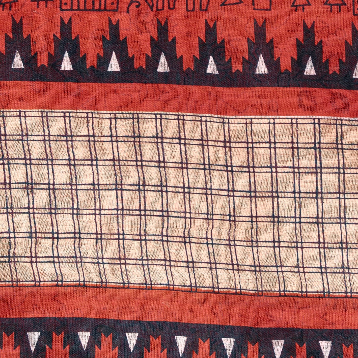 Sanskriti Vintage Saree Red Soft 100% Pure Cotton Craft Fabric Printed 5.5YDSari