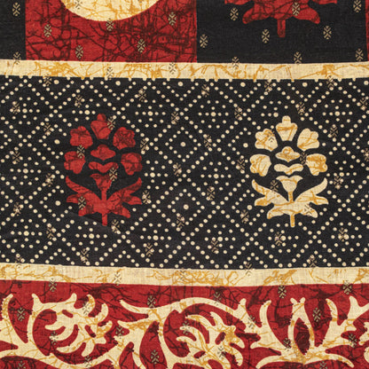 Sanskriti Vintage Saree Black Pure Cotton Batik-Bandhani Print Soft 5.5+YD Sari