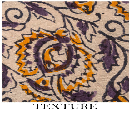 Sanskriti Vintage Saree Violet Pure Cotton Kalamkari Hand Block Print Sari 5.5YD