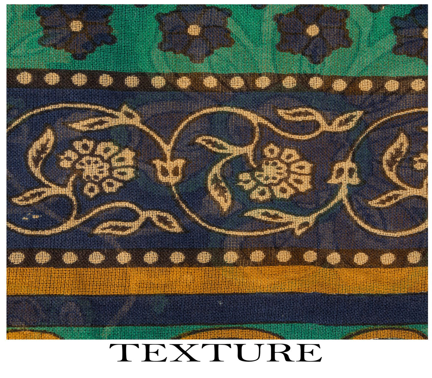 Sanskriti Vintage Saree Blue Pure Cotton Kalamkari Print Sari 5+YD Craft Fabric