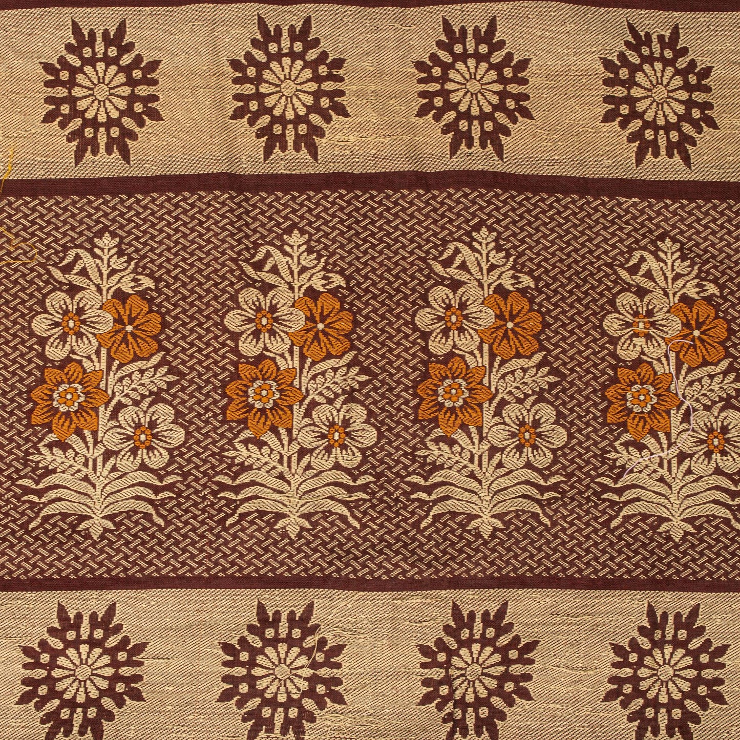 Sanskriti Vintage Saree Green Pure Cotton Floral Woven Sari 5+YD Craft Fabric