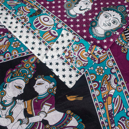 Sanskriti Vintage Saree Violet Pure Cotton Handmade Shrihasti Kalamkari 6+YDSari