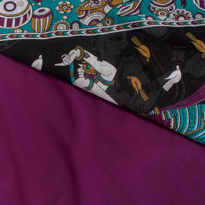 Sanskriti Vintage Saree Violet Pure Cotton Handmade Shrihasti Kalamkari 6+YDSari
