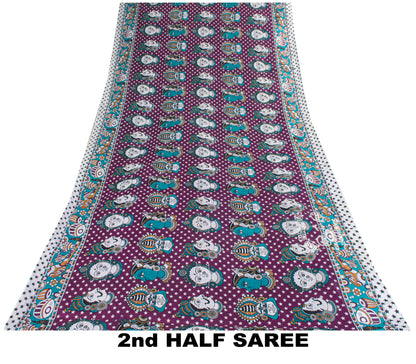 Sanskriti Vintage Saree Violet Pure Cotton Handmade Shrihasti Kalamkari 6+YDSari