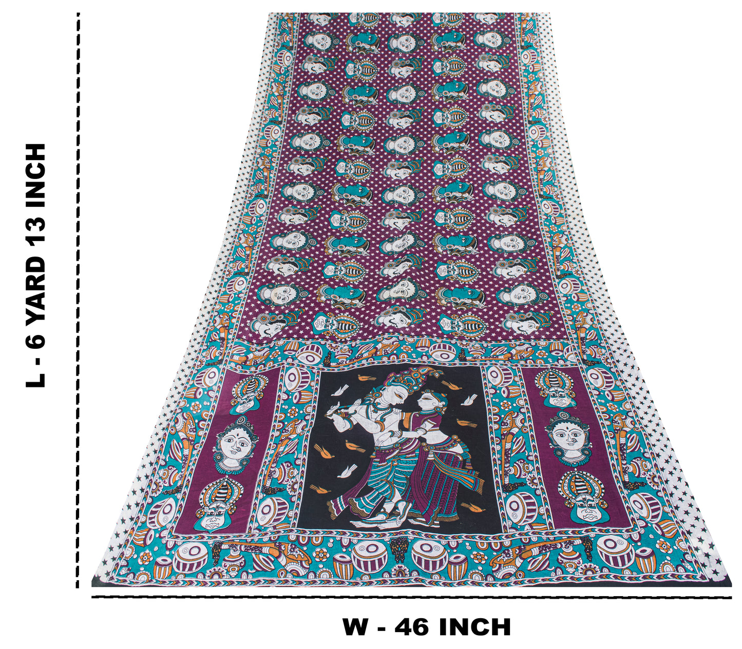 Sanskriti Vintage Saree Violet Pure Cotton Handmade Shrihasti Kalamkari 6+YDSari