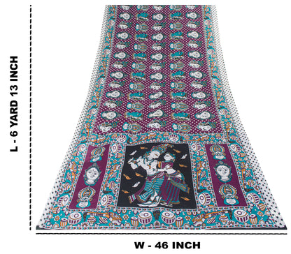 Sanskriti Vintage Saree Violet Pure Cotton Handmade Shrihasti Kalamkari 6+YDSari