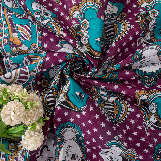 Sanskriti Vintage Saree Violet Pure Cotton Handmade Shrihasti Kalamkari 6+YDSari