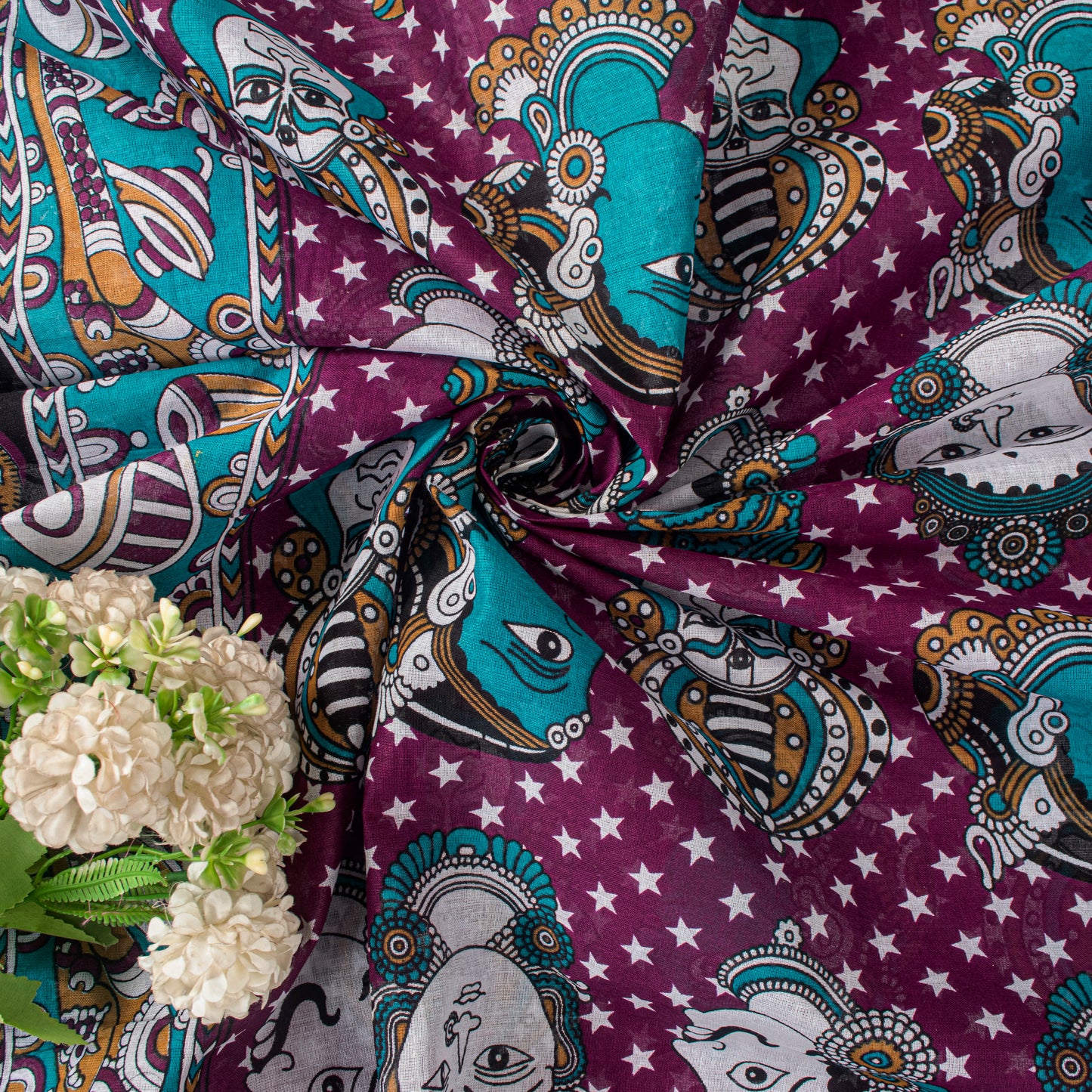 Sanskriti Vintage Saree Violet Pure Cotton Handmade Shrihasti Kalamkari 6+YDSari