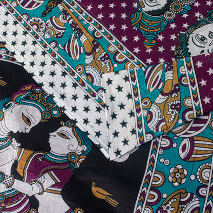 Sanskriti Vintage Saree Violet Pure Cotton Handmade Shrihasti Kalamkari 6+YDSari