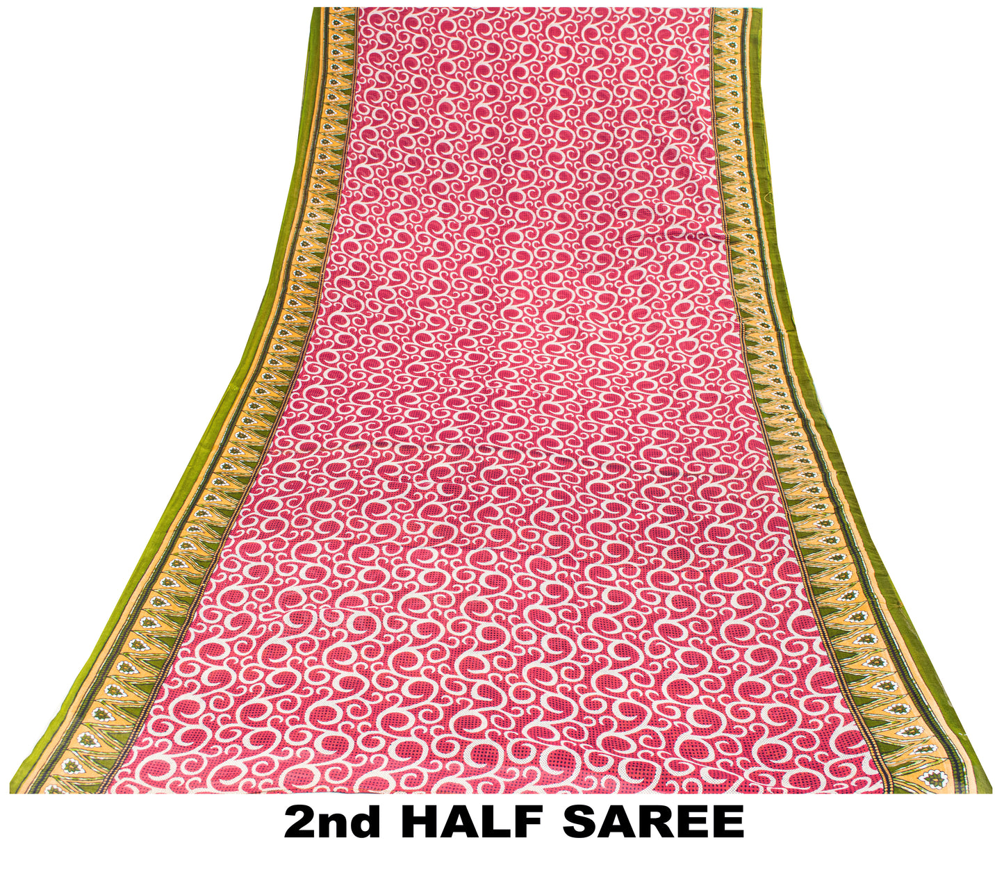 Sanskriti Vintage Saree Pink Pure Cotton Spiral Printed Sari 5+YD Craft Fabric
